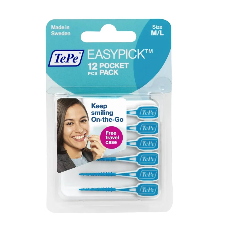 TePe EasyPick Stick Dentale Misura Medium/Large Blu 12 pezzi