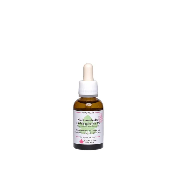 Biofficina Toscana Niacinamide 4% + Acido Salicilico 2% Siero Viso Purificante-Illuminante 30 ml Biofficina Toscana Niacinamide 4% + Acido Salicilico 2% Siero Viso Purificante-Illuminante 30 ml