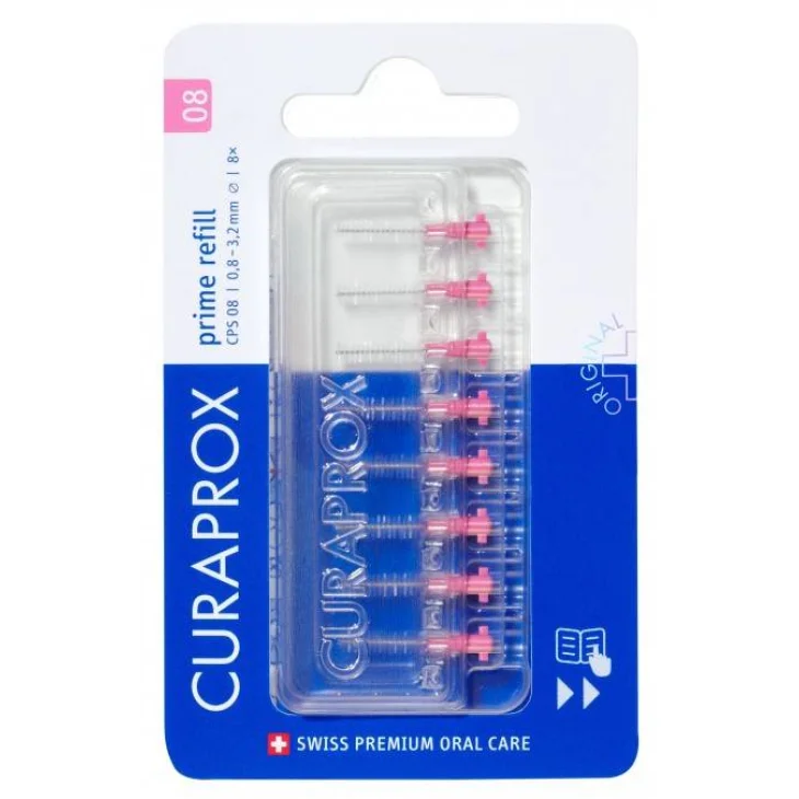 Curaprox Cps 08 Scovolino Prime Refill Pink 8 Pezzi Curaprox Cps 08 Scovolino Prime Refill Pink 8 Pezzi