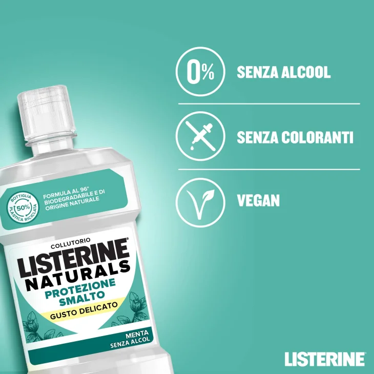 Listerine Naturals Collutorio Protezione Smalto Gusto Delicato 500 ml