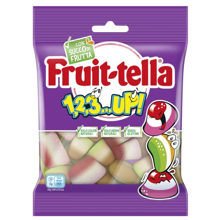 Fruittela 123 Up Caramelle Gusto Arancia e Fragola 90 g Fruittela 123 Up Caramelle Gusto Arancia e Fragola 90 g