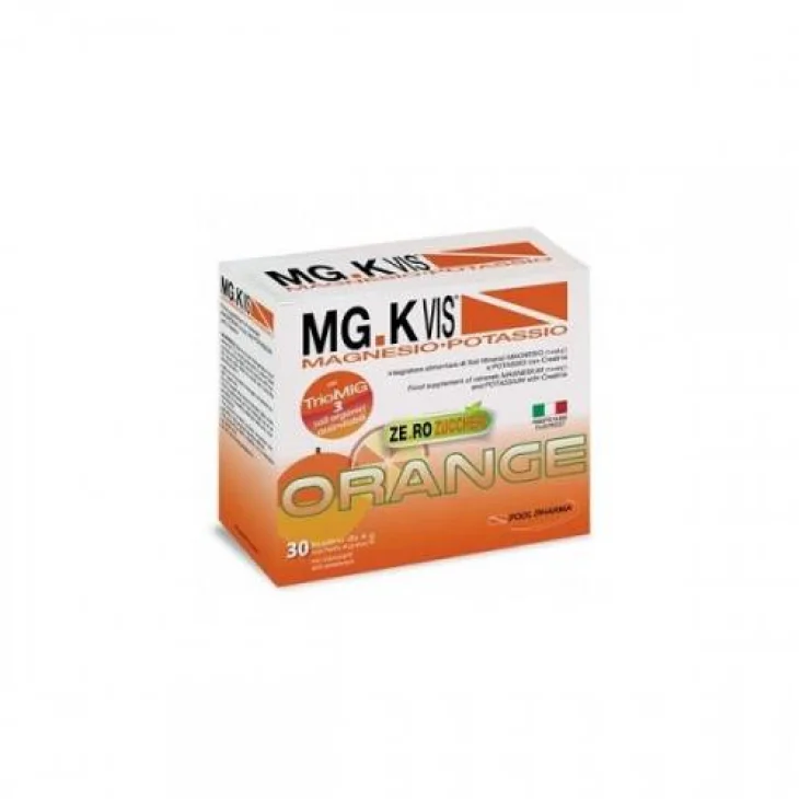 MGK Vis Orange Zero Zuccheri Integratore Magnesio Potassio 15 bustine MGK Vis Orange Zero Zuccheri Integratore Magnesio Potassio 15 bustine