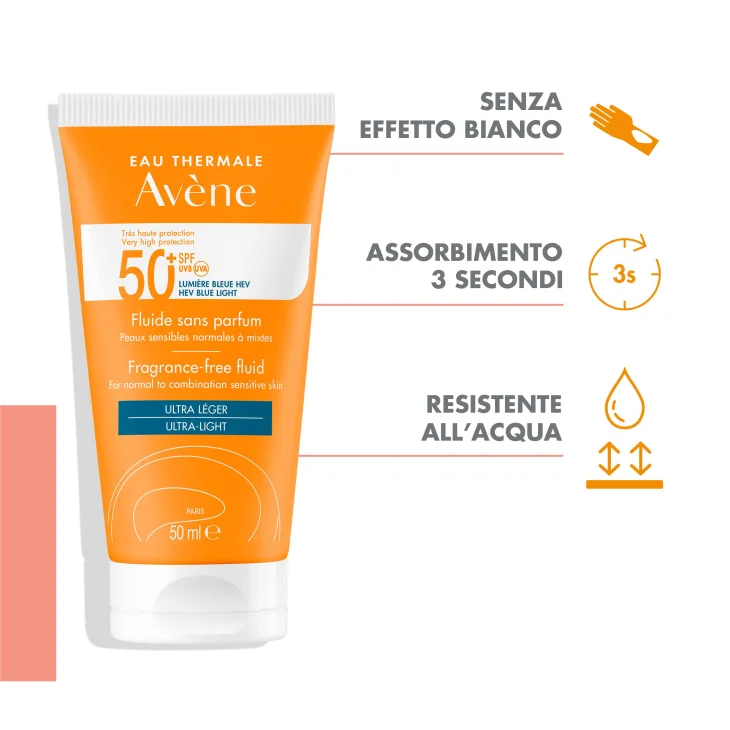 Av&egrave;ne Fluido Senza Profumo SPF 50+ Solare Viso 50 ML