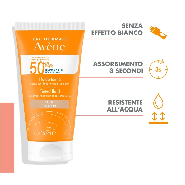 Av&egrave;ne Fluido Colorato SPF 50+ Solare Viso 50 ML