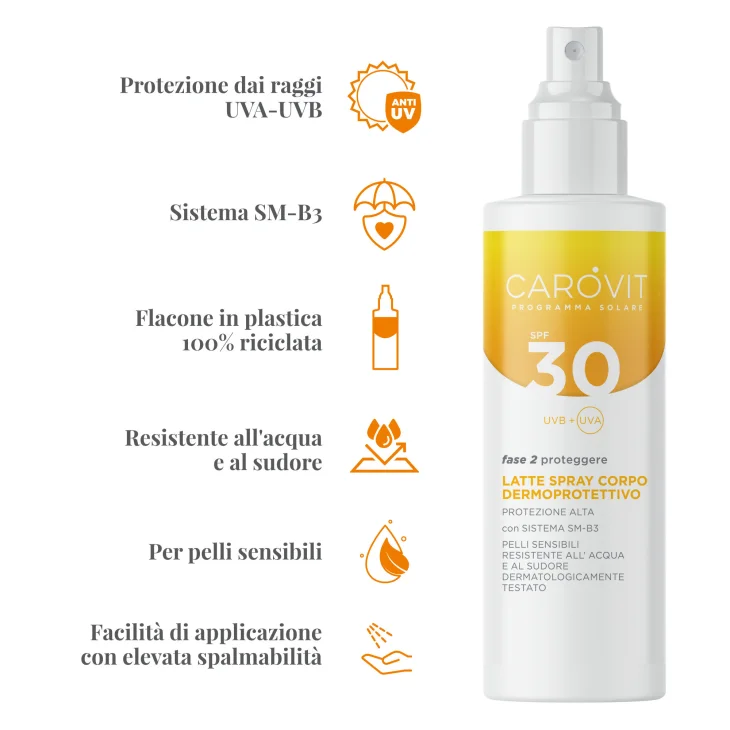 Carovit Programma Solare Latte Spray Corpo Dermoprotettivo Spf 30 200 ml