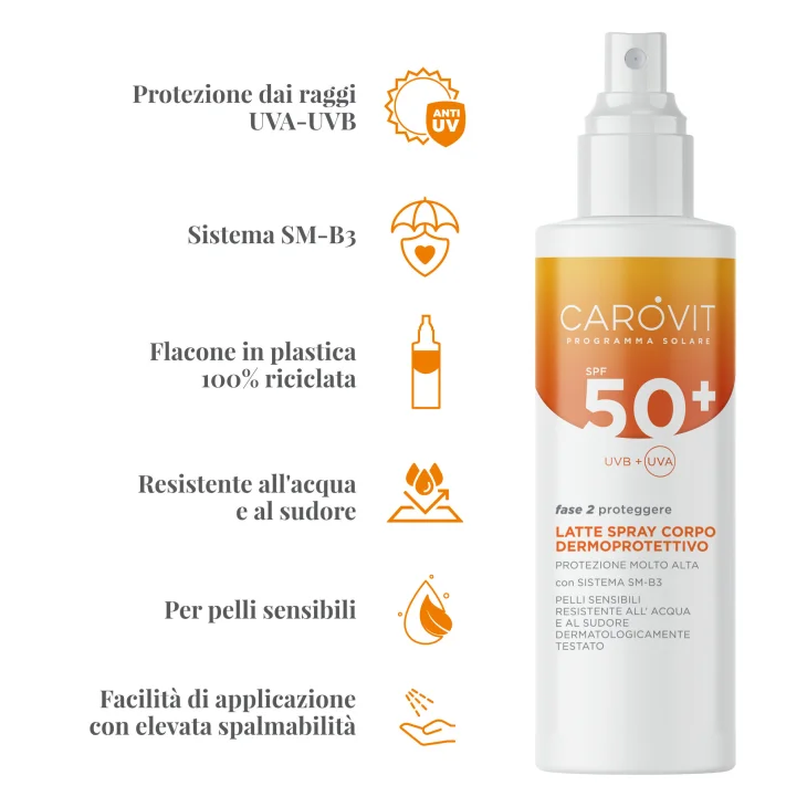 Carovit Programma Solare Latte Spray Corpo Dermoprotettivo Spf 50+ 200 ml