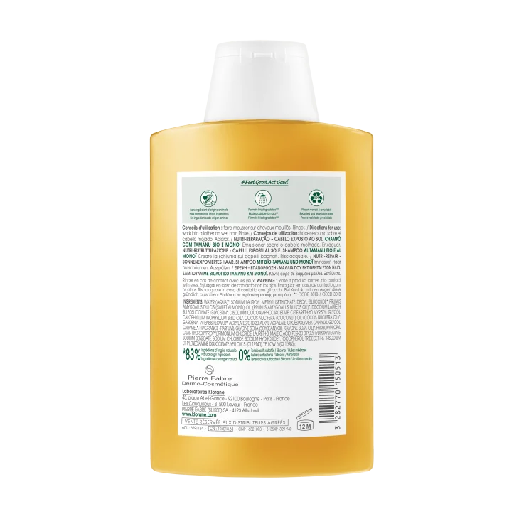 Klorane Shampoo Solare Nutritivo al Tamanu BIO & Mono&iuml; 200 ml