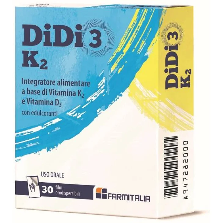 Farmitalia Didi3 K2 Integratore Vitamina D3 e K2 30 Film Orodispersibili Farmitalia Didi3 K2 Integratore Vitamina D3 e K2 30 Film Orodispersibili