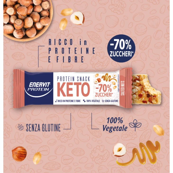 Enervit Protein Keto Snack Salted Nuts Barretta Proteica 35 g