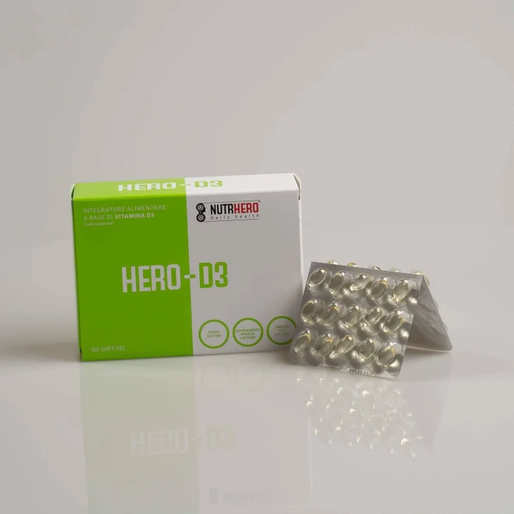 Nutrhero HERO D3 Integratore Vitamina D3 120 capsule Softgel Nutrhero HERO D3 Integratore Vitamina D3 120 capsule Softgel
