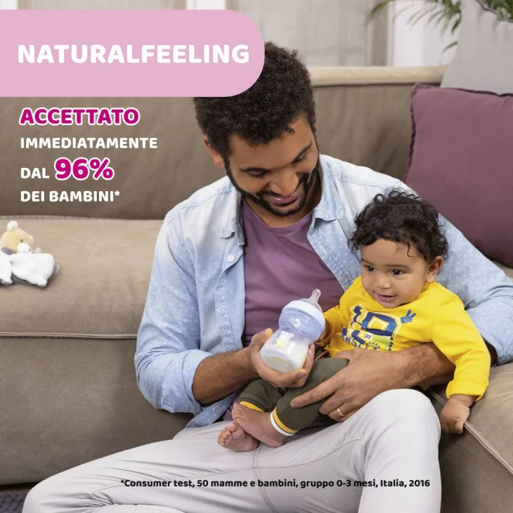 Chicco Biberon Natural Feeling 2M+ Grigio 250 Ml