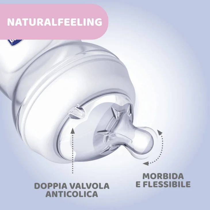 Chicco Biberon Natural Feeling 2M+ Grigio 250 Ml