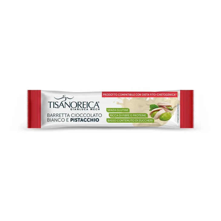 Tisanoreica Barretta Cioccolato Bianco e Pistacchio per Dieta Chetogenica 35g