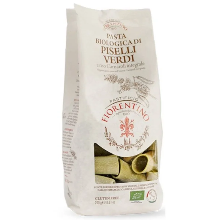 PASTIFICIO FIORENTINO PASTA BIOLOGICA DI PISELLI VERDI E RISO CARNAROLI INTEGRALE PACCHERI 250 G PASTIFICIO FIORENTINO PASTA BIOLOGICA DI PISELLI VERDI E RISO CARNAROLI INTEGRALE PACCHERI 250 G