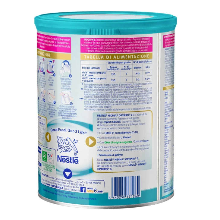 Nestl&eacute; Nidina Optipro 2 Latte di Proseguimento in Polvere 800 g