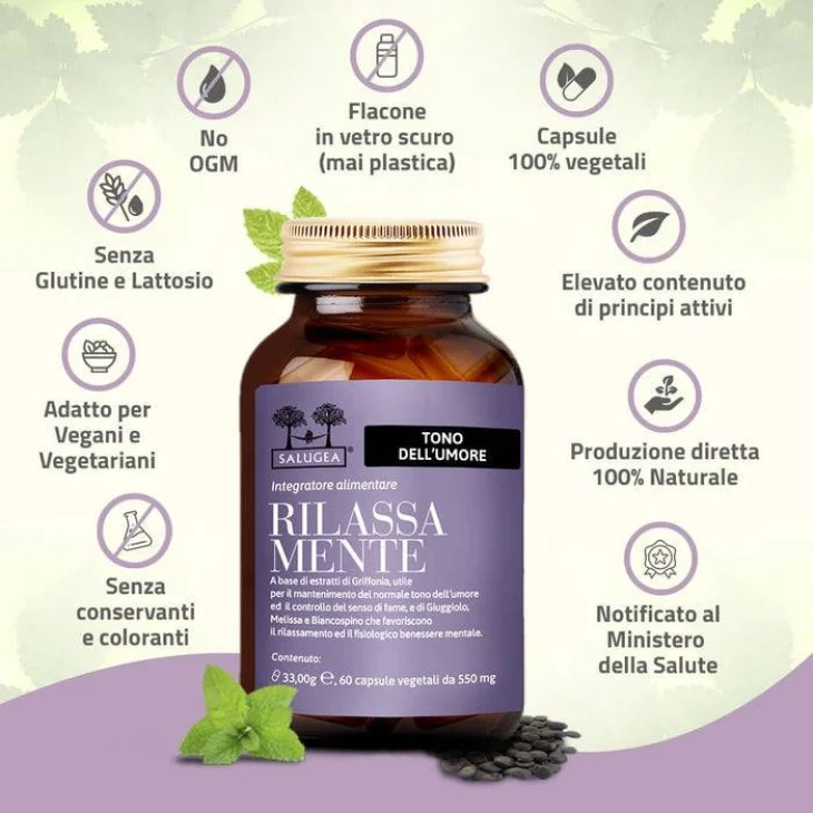 Salugea Rilassa Mente Integratore per il Relax 60 capsule Salugea Rilassa Mente Integratore per il Relax 60 capsule