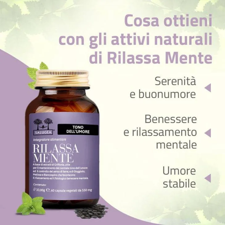 Salugea Rilassa Mente Integratore per il Relax 60 capsule Salugea Rilassa Mente Integratore per il Relax 60 capsule