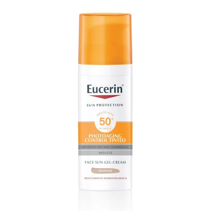 Eucerin Sun Photoaging Control Tinted SPF 50+ Medium Crema Solare Colorata Viso 50 ml Eucerin Sun Photoaging Control Tinted SPF 50+ Medium Crema Solare Colorata Viso 50 ml
