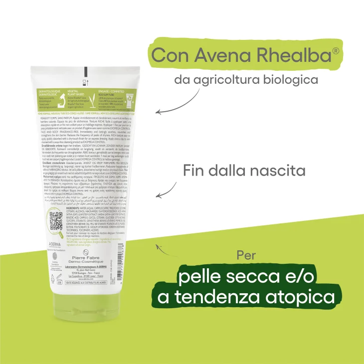 A-Derma Exomega Control Crema Emolliente Anti Prurito Viso e Corpo 200 ml