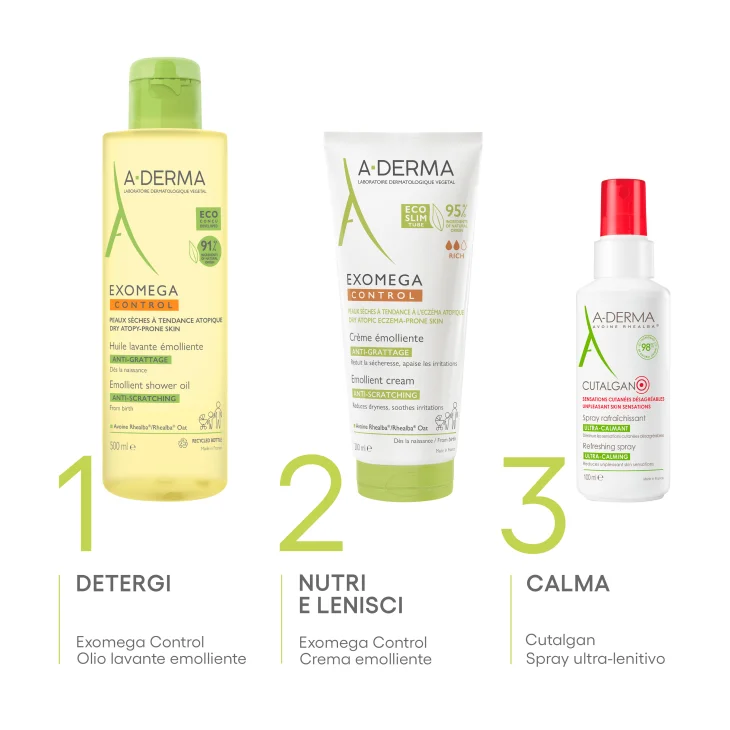 A-Derma Exomega Control Crema Emolliente Anti Prurito Viso e Corpo 200 ml