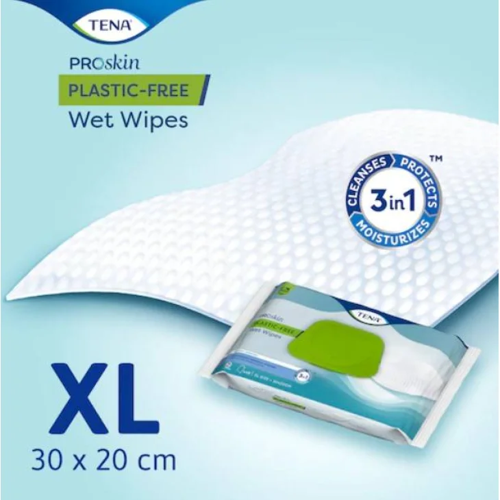 Tena Wet Wipes Plastic Free Salviette Detergenti per Adulti 48 Pezzi