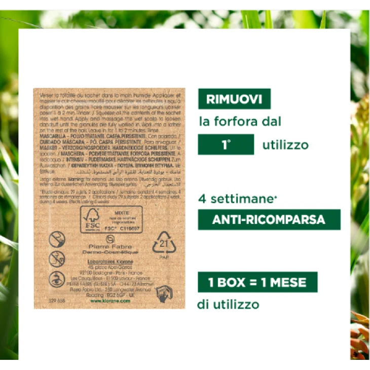 Klorane Shampoo Maschera Antiforfora in Polvere alla Galanga 24 gr