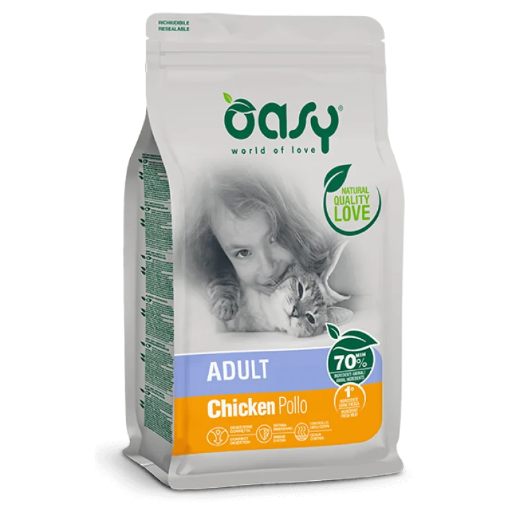 Oasy Dry Cat Adult Chicken Alimento Completo per Gatti Adulti Gusto Pollo 1,5 kg Oasy Dry Cat Adult Chicken Alimento Completo per Gatti Adulti Gusto Pollo 1,5 kg