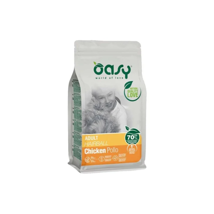 Oasy Hairball Adult Cibo Secco per Gatti Adulti Gusto Pollo 1,5 kg Oasy Hairball Adult Cibo Secco per Gatti Adulti Gusto Pollo 1,5 kg