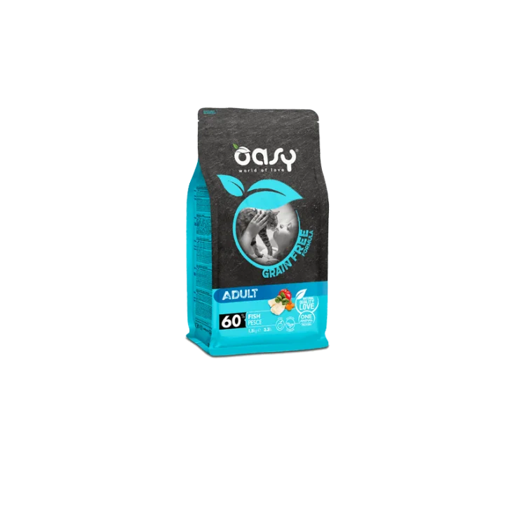 Oasy Grain Free Adult Cibo Secco per Gatti Gusto Pesce 1.5 kg Oasy Grain Free Adult Cibo Secco per Gatti Gusto Pesce 1.5 kg