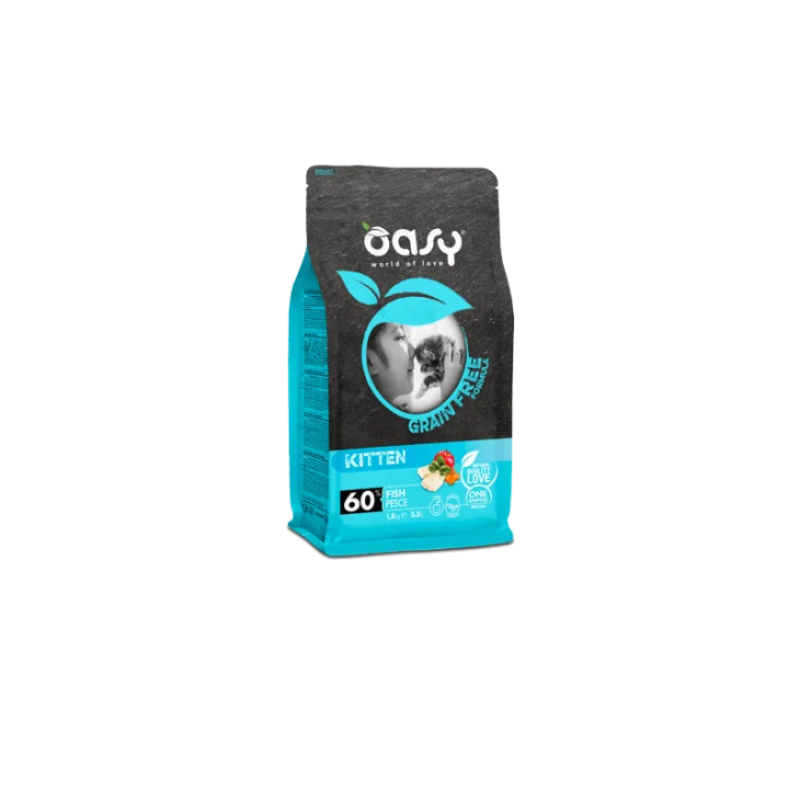 Oasy Grain Free Kitten Cibo Secco per Gattini Gusto Pesce 1.5 kg Oasy Grain Free Kitten Cibo Secco per Gattini Gusto Pesce 1.5 kg
