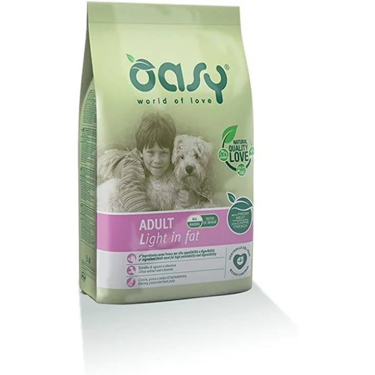Oasy Adult Light in Fat Cibo Secco per Cani Adulti Gusto Pollo 3 kg Oasy Adult Light in Fat Cibo Secco per Cani Adulti Gusto Pollo 3 kg