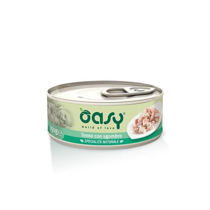 Oasy Tonno con Sgombro Specialit&agrave; Naturali Cibo Umido per gatti in lattina 150 g