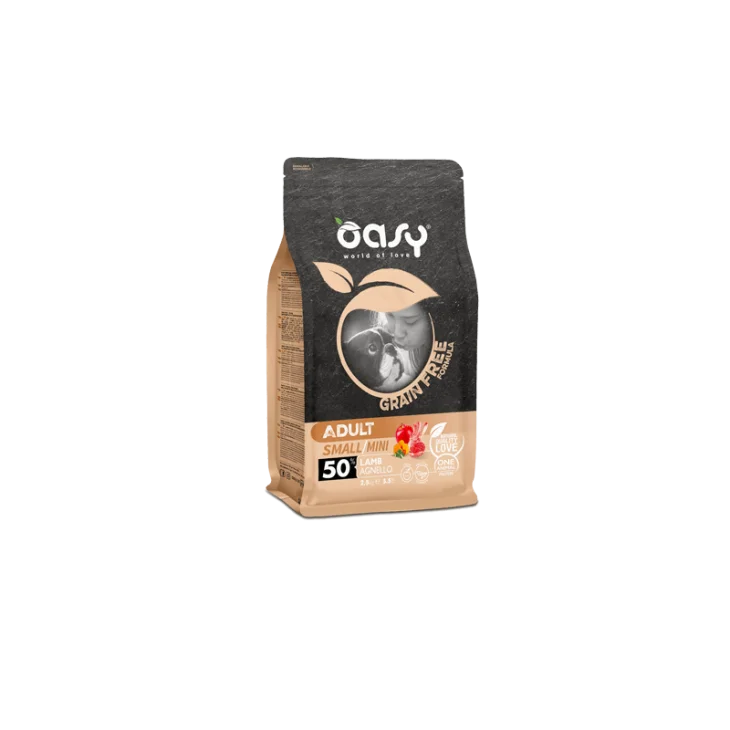 Oasy Grain Free Adult Small/Mini Cibo Secco per Cani Senza Glutine Gusto Agnello 800 g Oasy Grain Free Adult Small/Mini Cibo Secco per Cani Senza Glutine Gusto Agnello 800 g