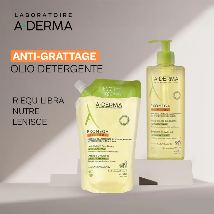 A-Derma Exomega Control Olio Lavante Emolliente Ricarica 500 ml
