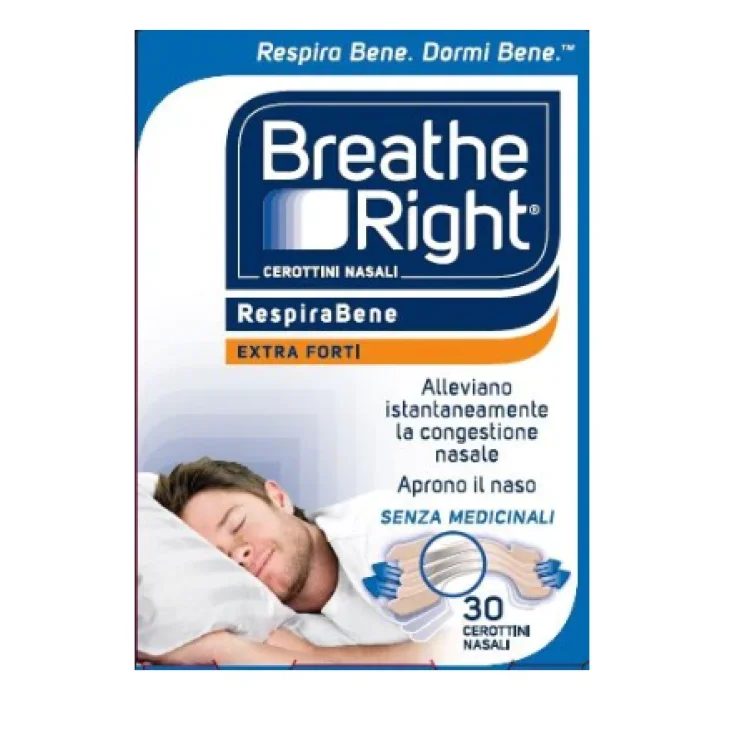 Breathe Right Cerottini Nasali Decongestionanti Extra Forti 30 pezzi Breathe Right Cerottini Nasali Decongestionanti Extra Forti 30 pezzi