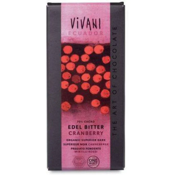 Baule Volante Cioccolato Fondente 70% con Mirtilli Rossi Bio 100 g Baule Volante Cioccolato Fondente 70% con Mirtilli Rossi Bio 100 g