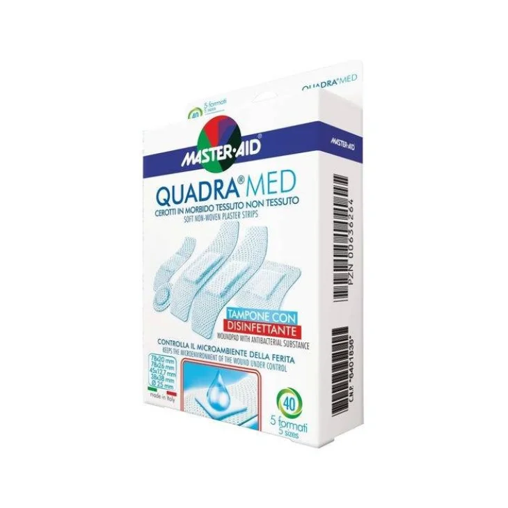 Master Aid Quadra Med Cerotto con tampone disinfettante 40 pezzi