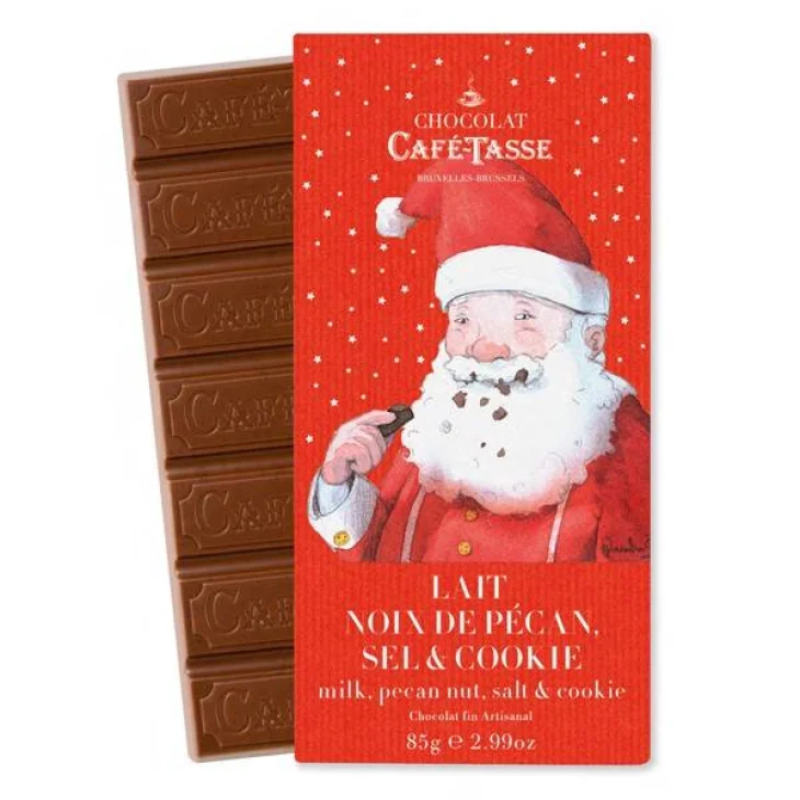Chocolate Caffe Tasse Tavoletta Cioccolato al Latte Noci Pecan Biscotti e Sale 85 grammi Chocolate Caffe Tasse Tavoletta Cioccolato al Latte Noci Pecan Biscotti e Sale 85 grammi