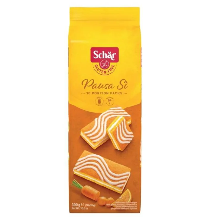 Schar Pausa S&igrave; Merendina di Pan di Spagna gusto carota e arancia 10 porzioni x 30 g